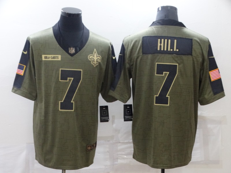 Men New Orleans Saints #7 Taysom Hill green Nike Olive Salute To Service Limited NFL jersey->new orleans saints->NFL Jersey